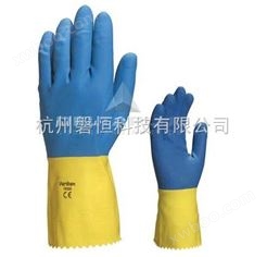 代尔塔防护手套 天然双色乳胶浸胶手套